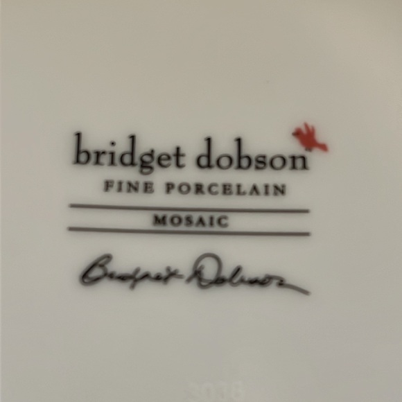 Red & Gold Mosaic Cup & Saucer by Bridget Dobson - Set of 3 - Picture 6 of 9